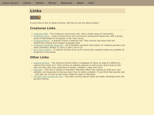 links screenshot