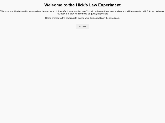 Hick's Law Experiment screenshot