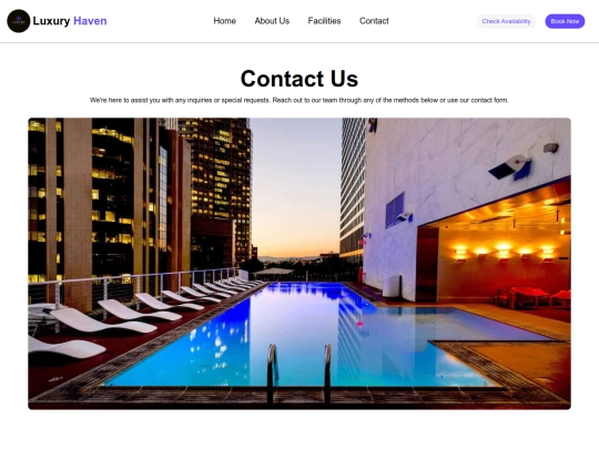 Luxury Haven Hotel/contact screenshot