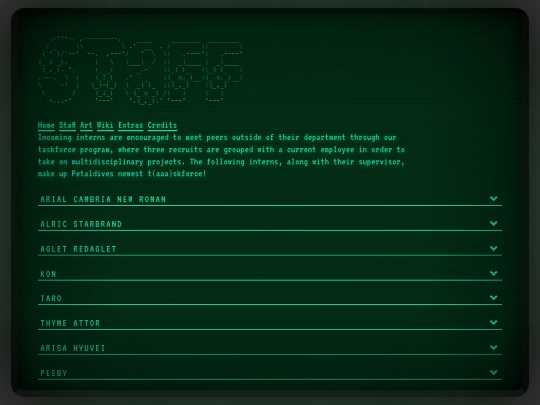 petaldive/staff screenshot