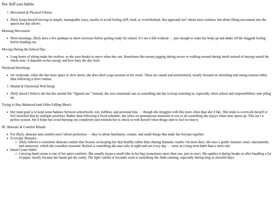 characters/zhely/wiki/zhely-self-care-habits screenshot