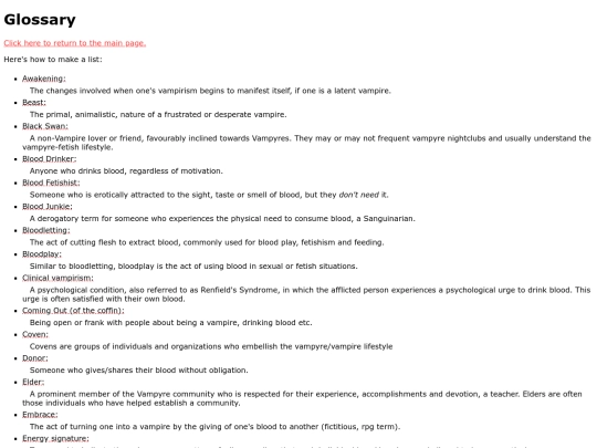 Pages/glossary screenshot
