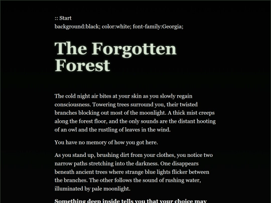 Toby’s twine story screenshot