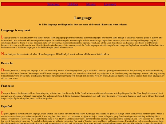 language screenshot
