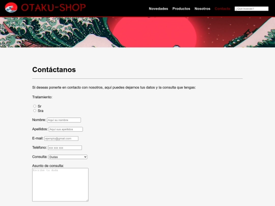 Otaku-Shop (1ºDAM-TAME)/html/contacto screenshot