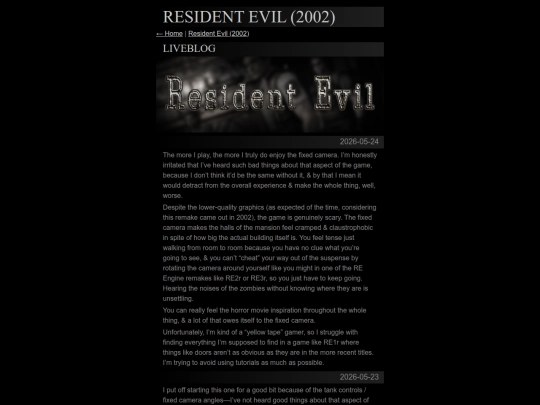 residentevil/re1r/liveblog screenshot