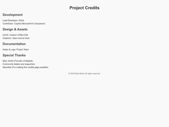 Credits screenshot