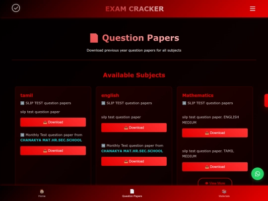 question-papers screenshot