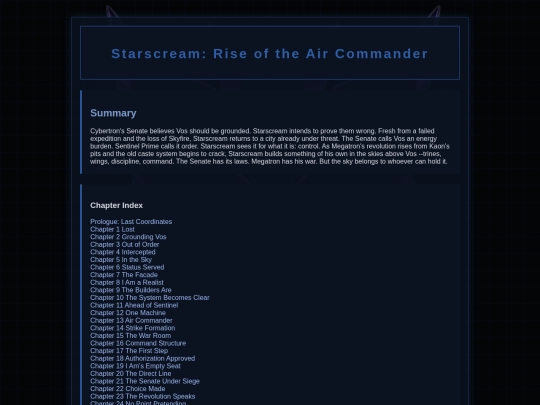 Starscream Novel/Starscream-index screenshot