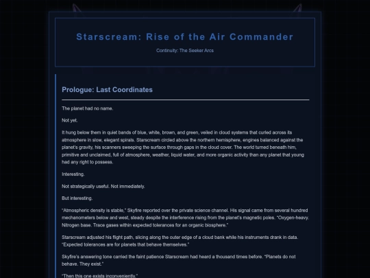Starscream Novel/Starscream-prologue screenshot