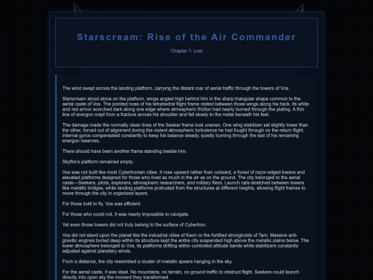 Starscream Novel/Starscream1 screenshot