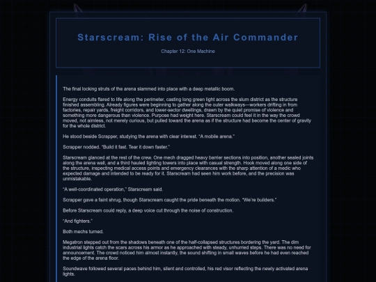 Starscream Novel/Starscream12 screenshot