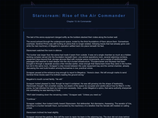 Starscream Novel/Starscream13 screenshot