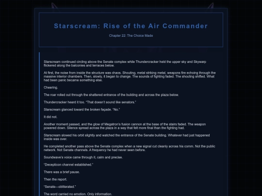 Starscream Novel/Starscream22 screenshot