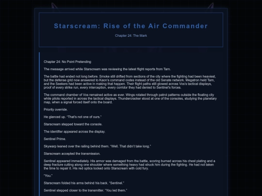 Starscream Novel/Starscream24 screenshot
