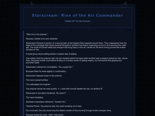 Starscream Novel/Starscream28 screenshot