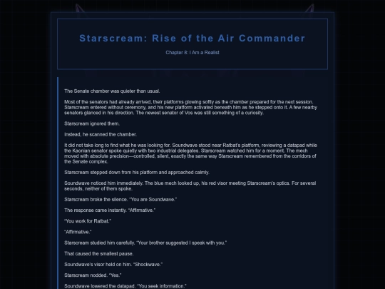 Starscream Novel/Starscream8 screenshot