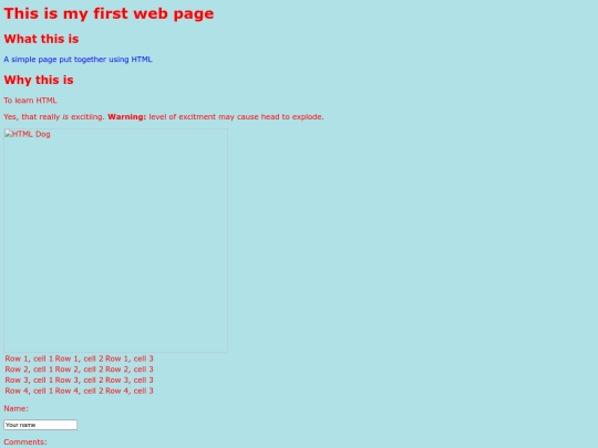 Practice Web Site screenshot