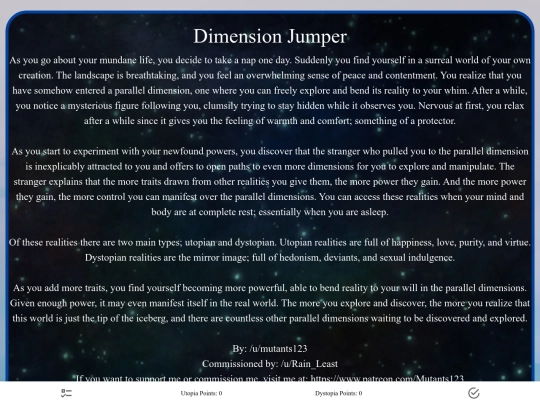CYOAs/Dreamer screenshot