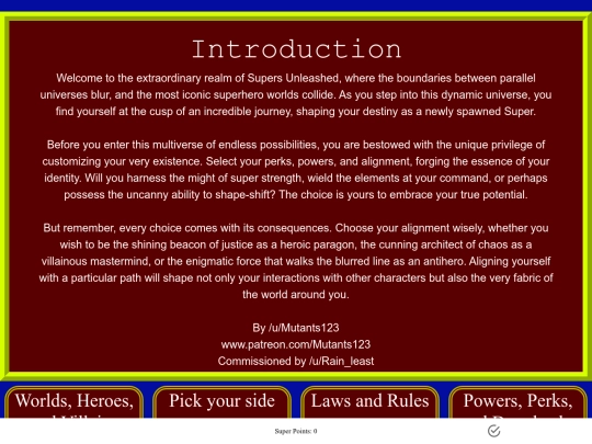 CYOAs/SupersUnleashed screenshot
