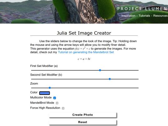 projects/julia-set-creator screenshot