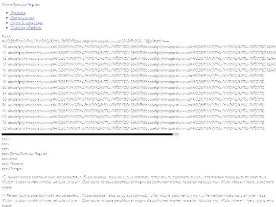 font/cirruscumulus-demo screenshot