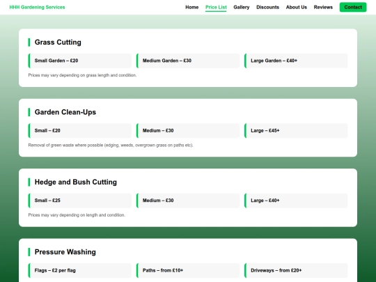 prices screenshot