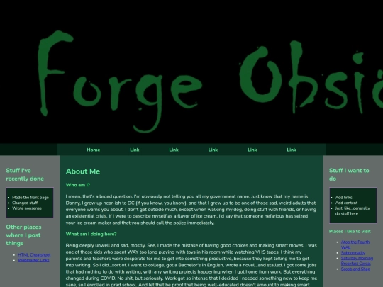 Forge Obsidian About Me screenshot
