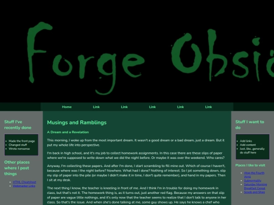 Forge Obsidian Musings and Ramblings - A Dream and a Revelation screenshot