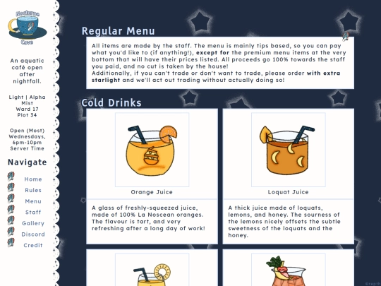 menu screenshot