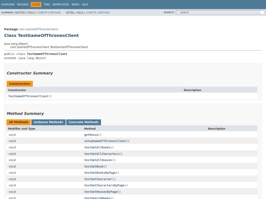 TestGameOfThronesClient screenshot