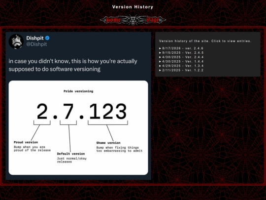 versions screenshot