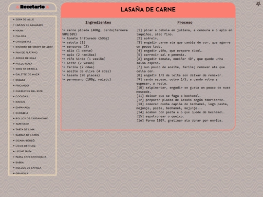 recetario/recetario screenshot