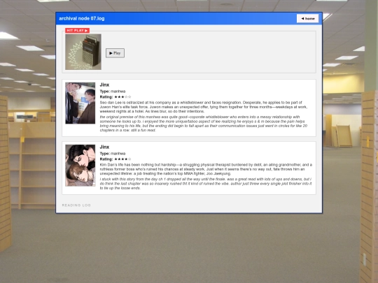 readings screenshot