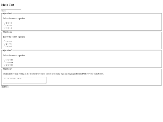 math-test screenshot