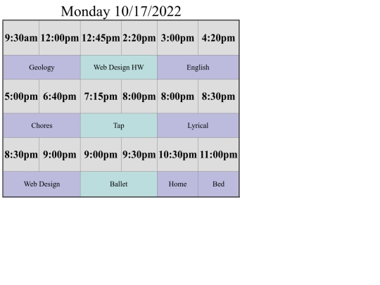 schedule screenshot