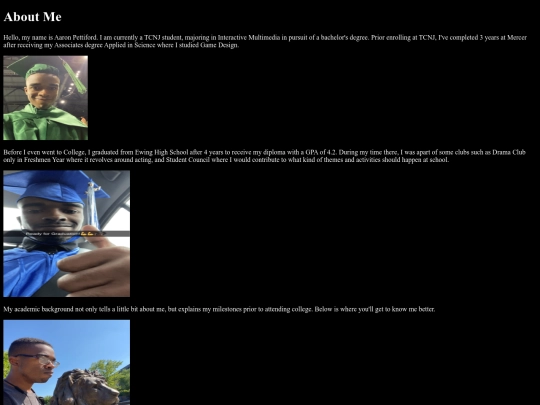 Aaron's Homepage/aboutme screenshot