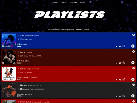 playlists screenshot