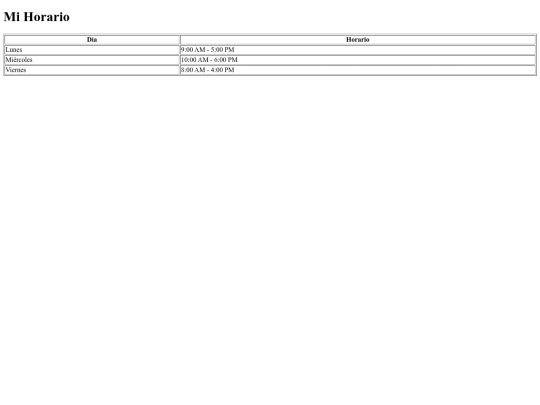 horario screenshot