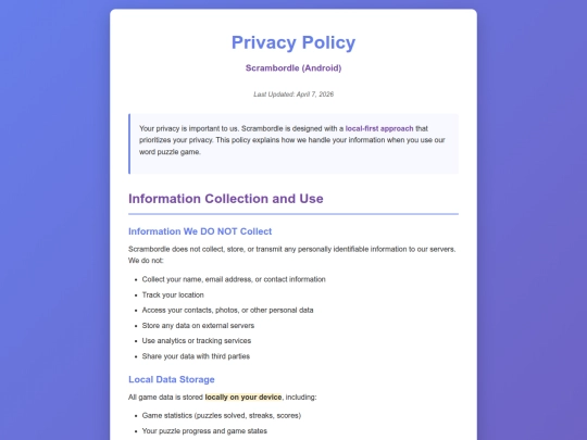 scrambordle/privacy-android screenshot