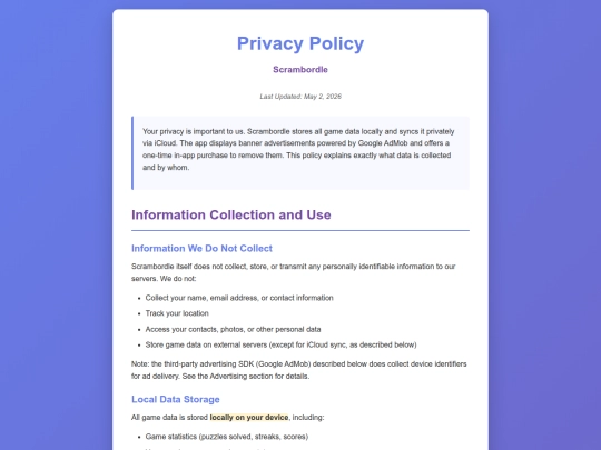 scrambordle/privacy screenshot