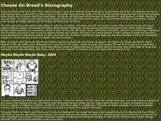 Music Reviews/Review 11, Cheese on Bread/rev11 screenshot