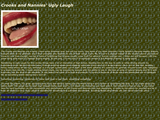 Music Reviews/Review 20, Ugly Laugh/rev20 screenshot