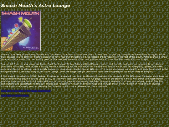 Music Reviews/Review 3, Astro Lounge/AstroLounge screenshot