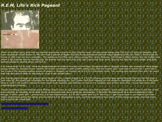 Music Reviews/Review 8, Life's Rich Pageant/rev8 screenshot
