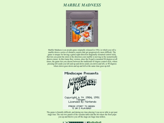 gameboy/rev23, marble madness/rev23 screenshot