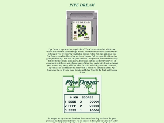 gameboy/rev6, pipe dream/rev6 screenshot