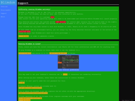 support screenshot
