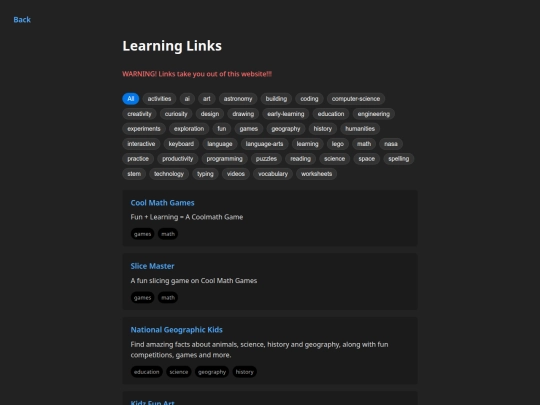 pages/learning-sites screenshot