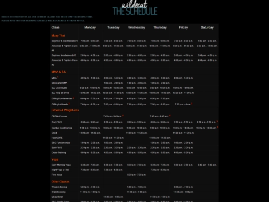 wildecat/schedule screenshot